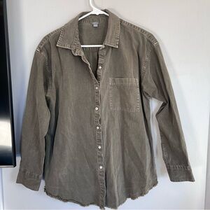 Aerie Cotton Button Down‎ Shirt Hunter Green M